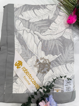 Хлопковое покрывало Roberto Cavalli 200х230, PRC2023-14 Перья серый